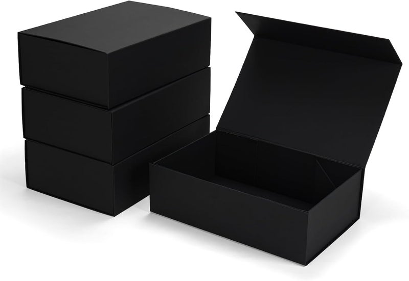Ditwis 4 Pack 13.8x9x4.3 Inches Gift Boxes with Magnetic Closure Lids, Black Magnetic Box for Wedding, Groomsmen Bridesmaid Proposal, Birthdays, Mother's Day - Image 1